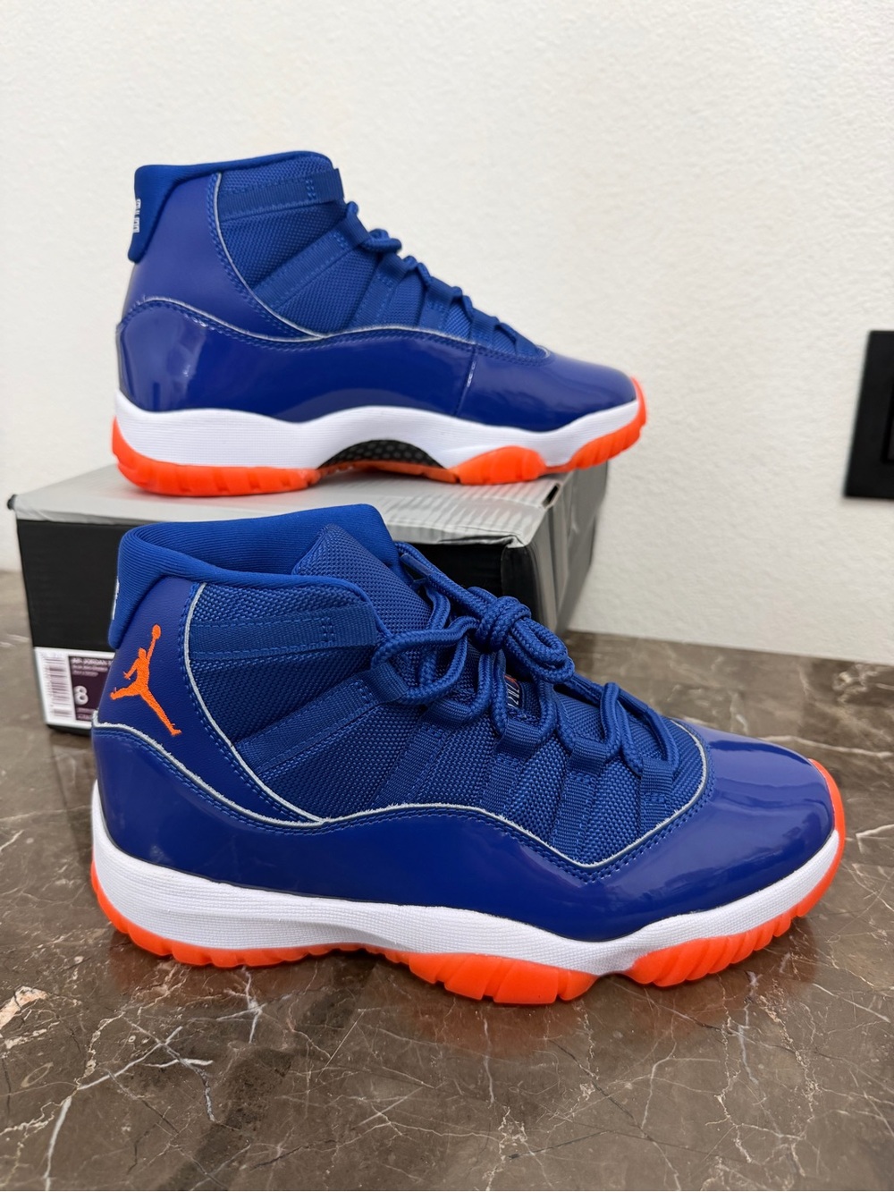 New! Air Jordan 11 Retro, Blue, Orange & White,  Men’s Size 8